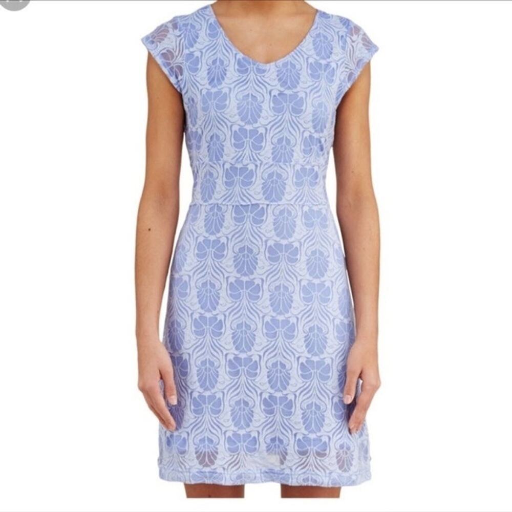 Merrell Women's Periwinkle Flora Deco Print Short Sleeve Mini Dress Size Small